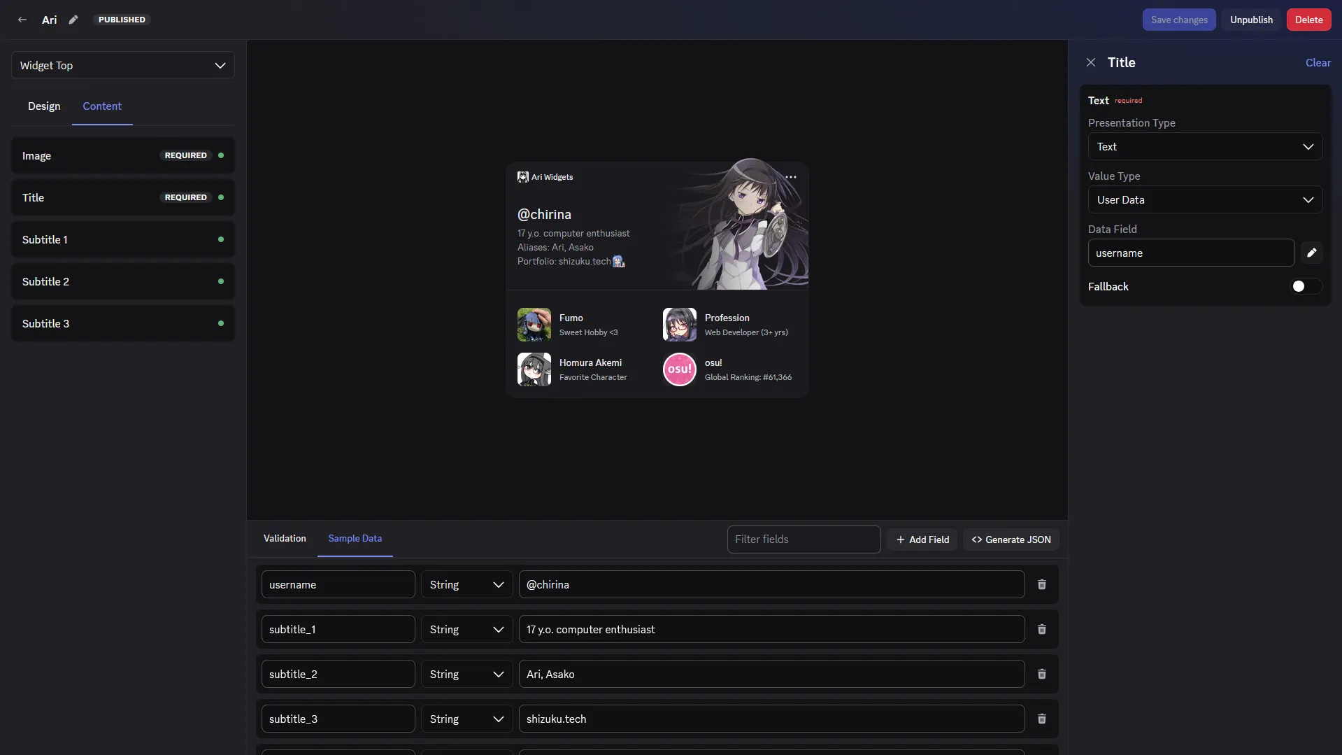 Full Widget