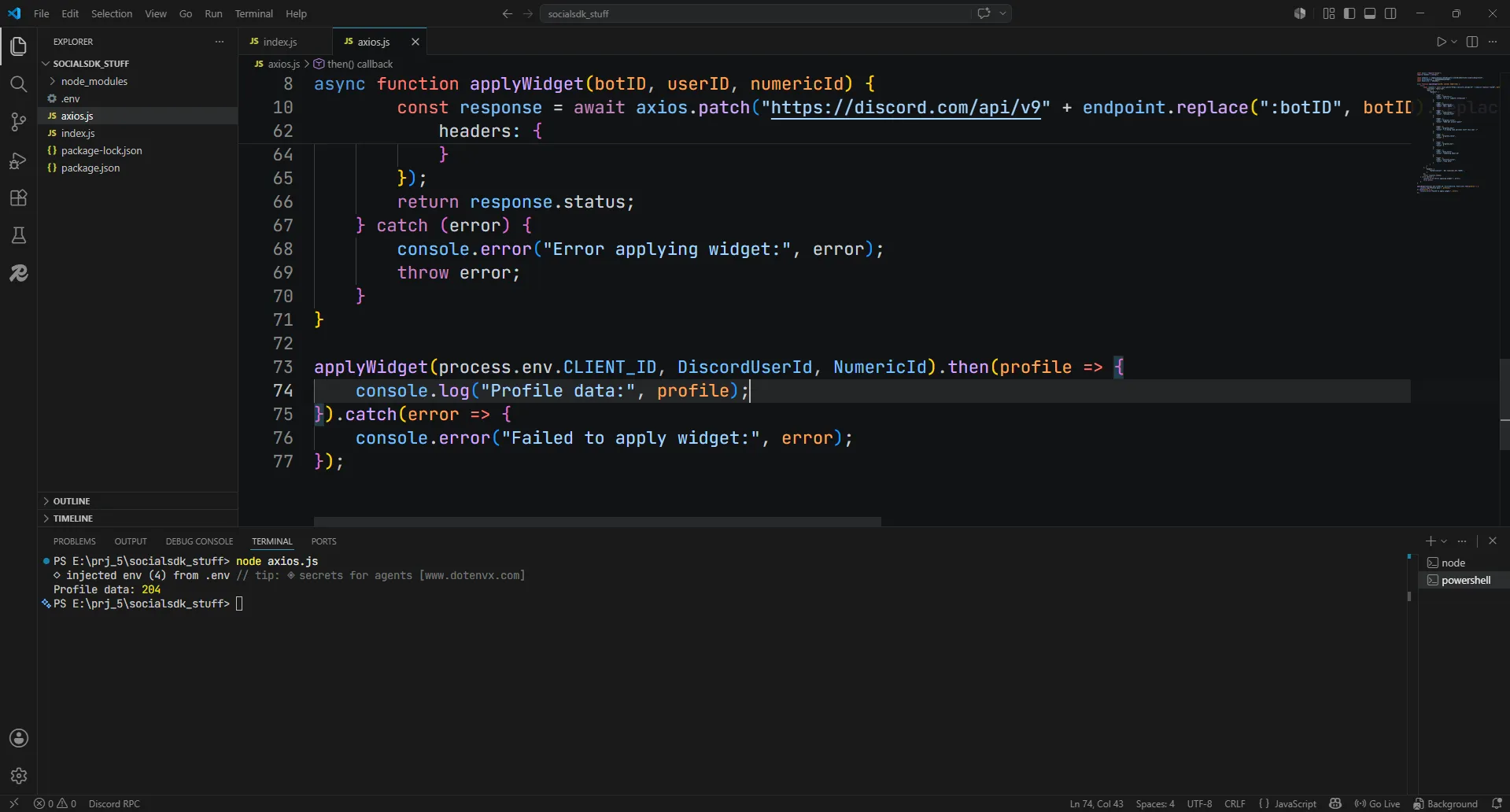Widget apply successfully
