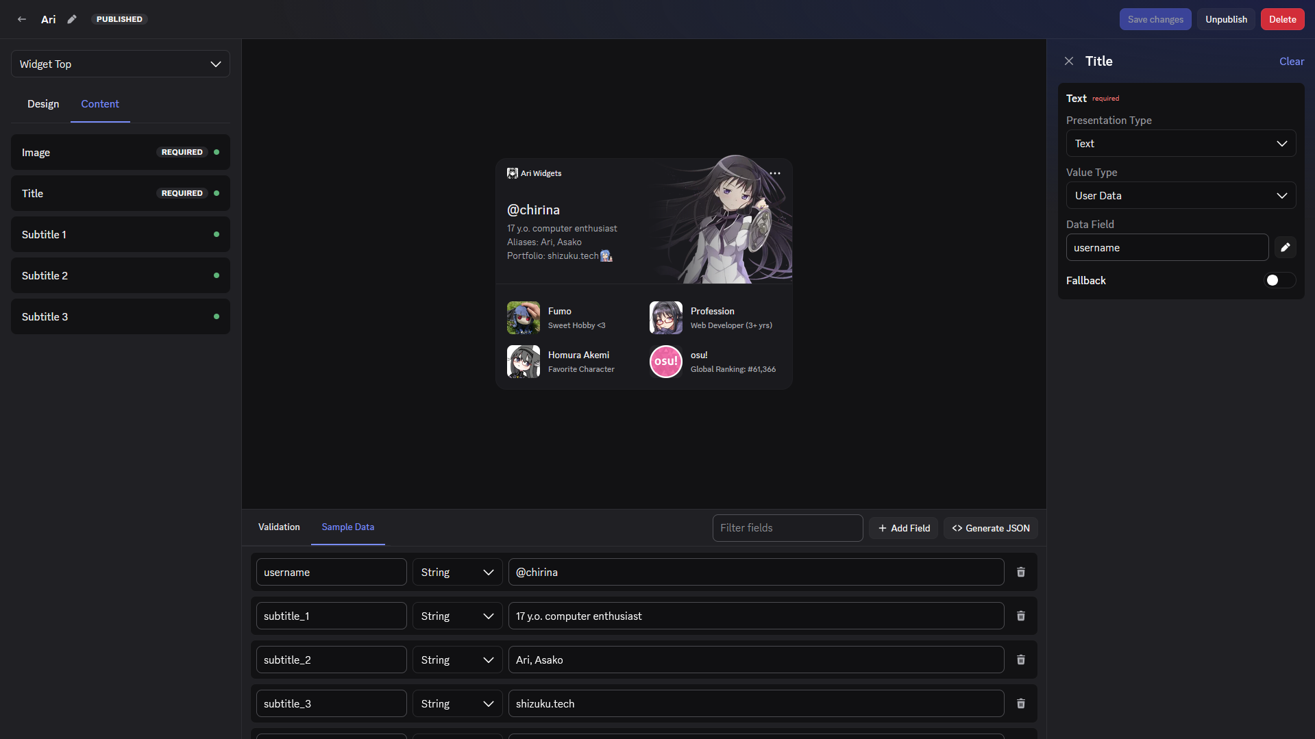 Full Widget