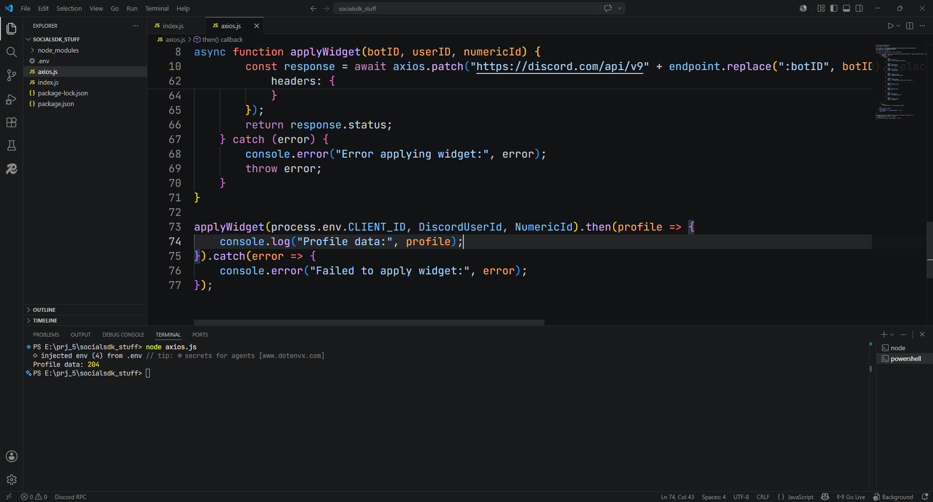 Widget apply successfully